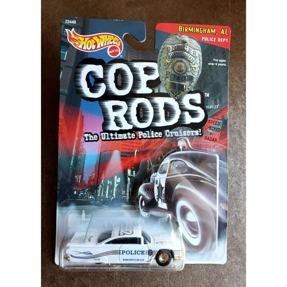 1999 Hot Wheels '59 IMPALA White COP RODS Birmingham AL Police Dept 1:64 Gold RR